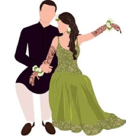 Mehendi ceremony with intricate henna designs
